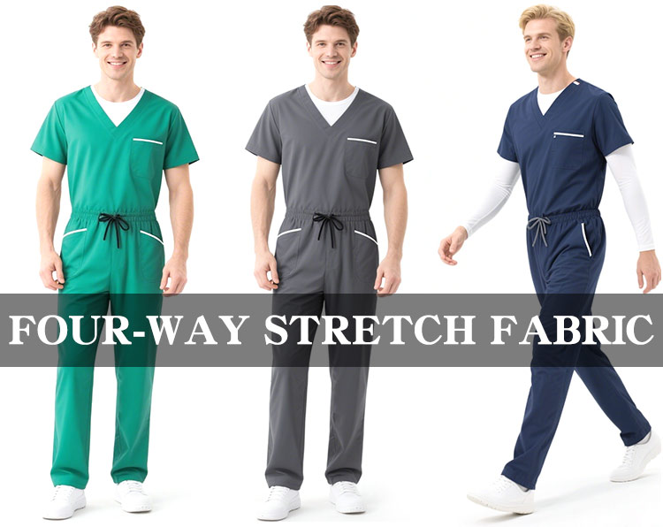 Women's Stretchy Fabric Nursing Scrubs Sets Black and White Hospital Nursing Uniforms Spa Doctor's Uniforms