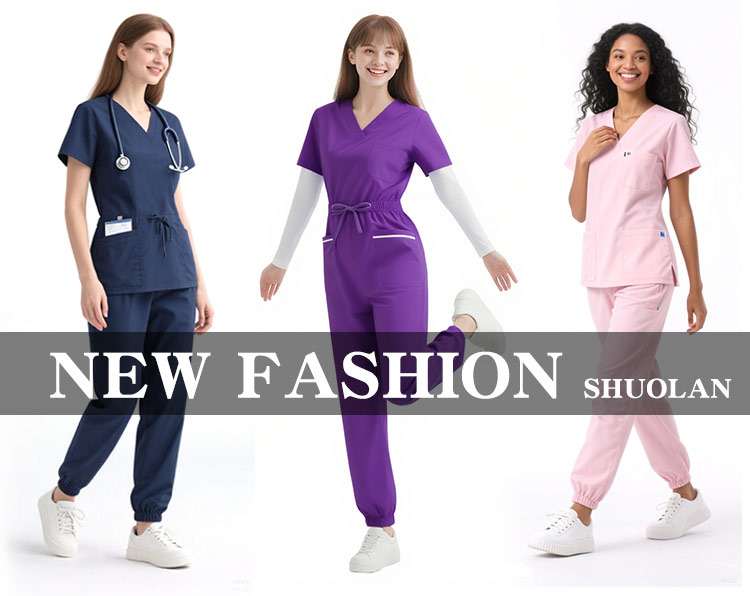 Women's Stretchy Fabric Nursing Scrubs Sets Black and White Hospital Nursing Uniforms Spa Doctor's Uniforms