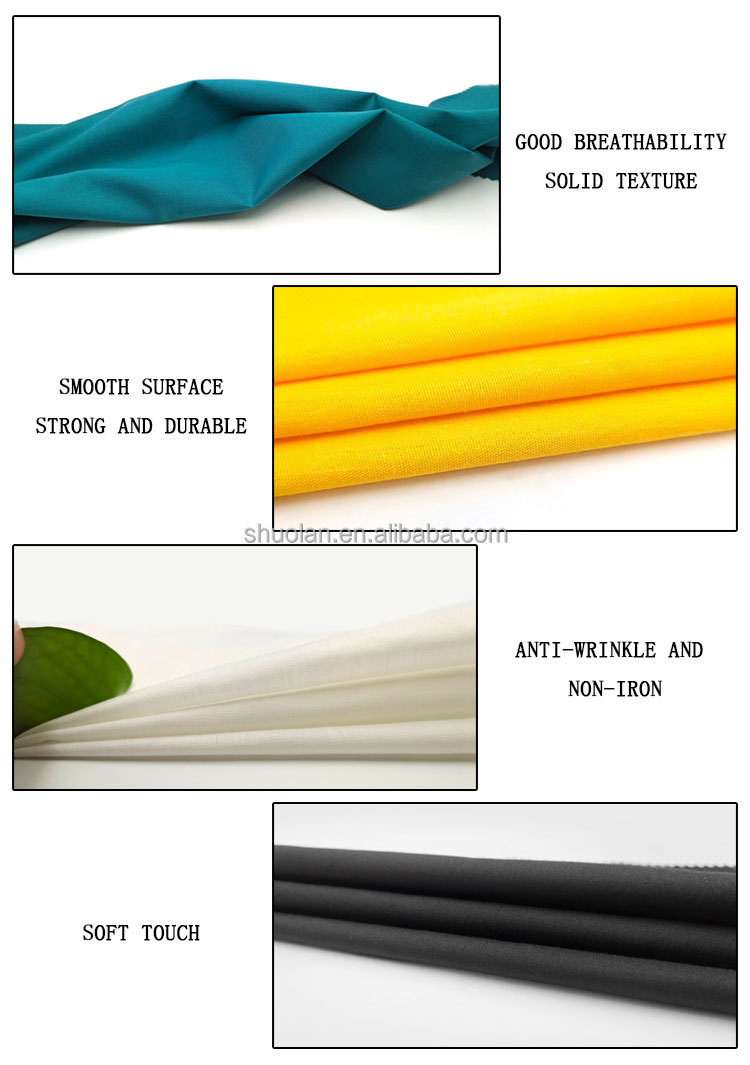 2025 New Product Factory Price Flags Solid Texture Skin Friendly Pocketing CVC Polyester Cotton Fabric
