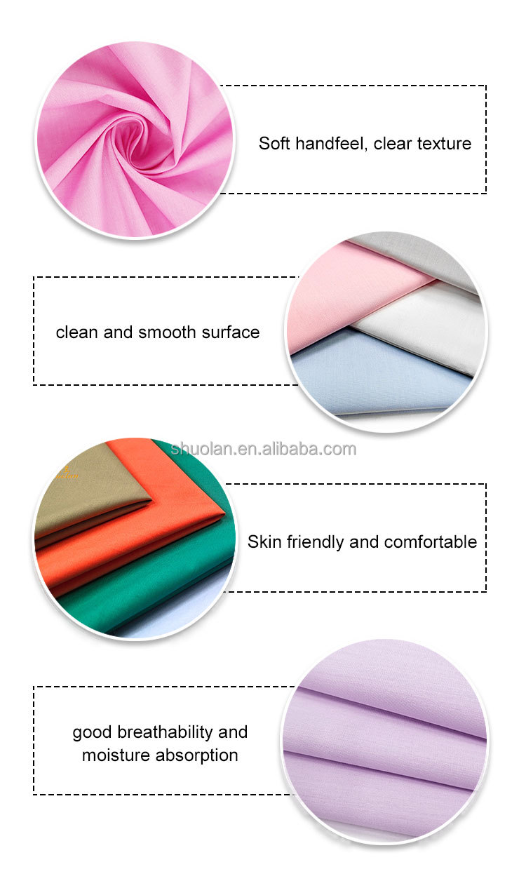 Solid Texture Smooth Surface Dyed Shirt Soft Garment Woven Polyester Cotton Fabric