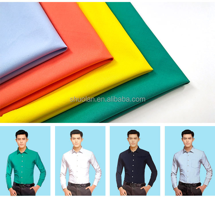 Solid Texture Smooth Surface Dyed Shirt Soft Garment Woven Polyester Cotton Fabric