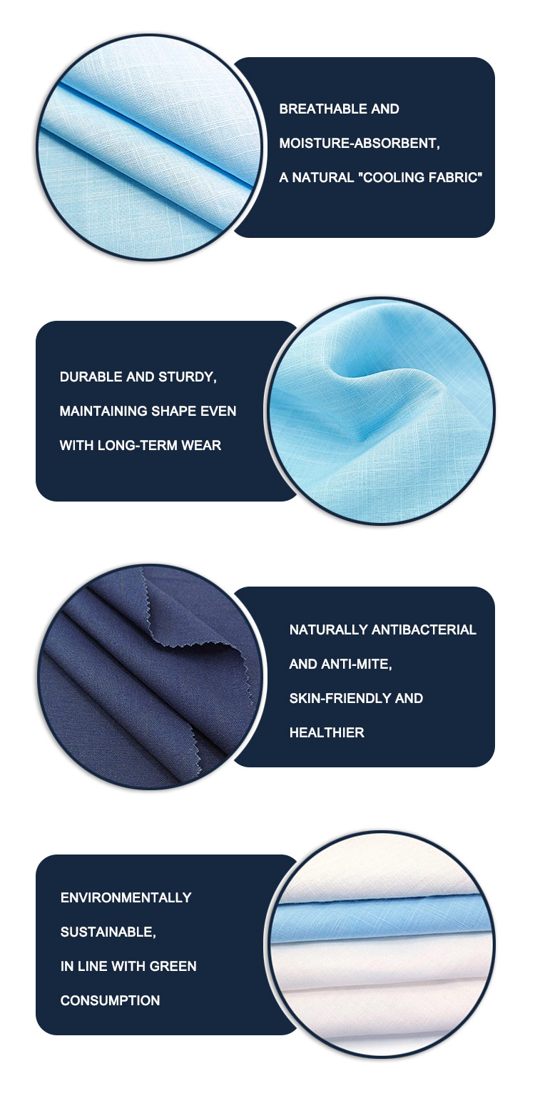 100% Linen Fabric Pure Smooth Comfortable Breathable Linen Fabric