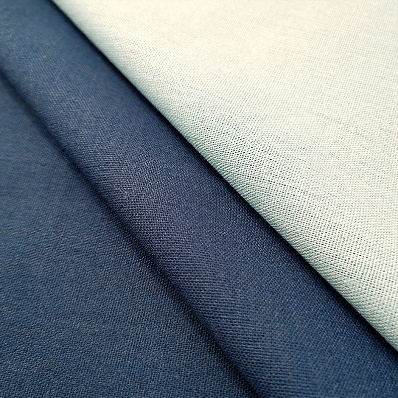 Casual Breathable Stock Plain Dyed Stretch Spandex Blend Linen Viscose Fabric for Dress