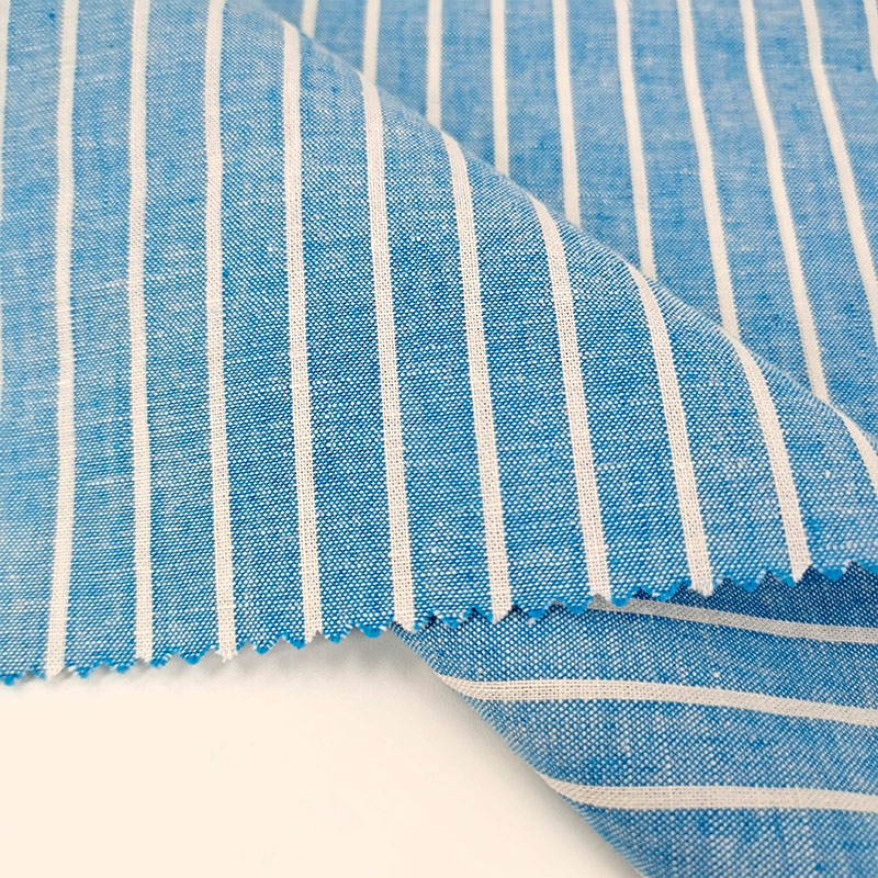 Wholesale Custom Desgin Yarn Dyed OEKO-TEX STANDARD Certificated Striped Linen Cotton Fabric