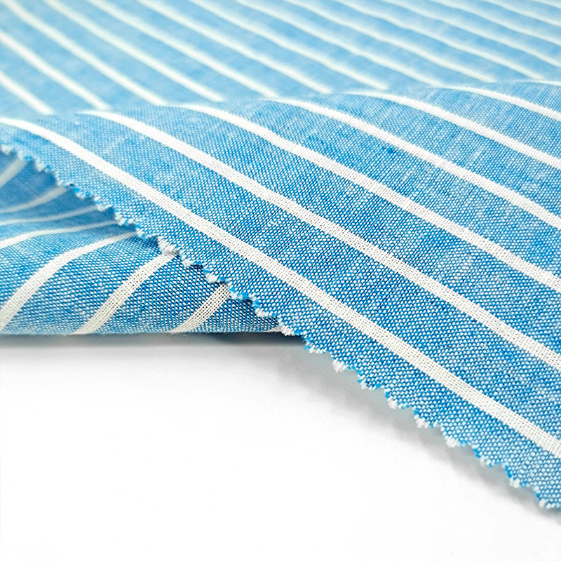 Wholesale Custom Desgin Yarn Dyed OEKO-TEX STANDARD Certificated Striped Linen Cotton Fabric