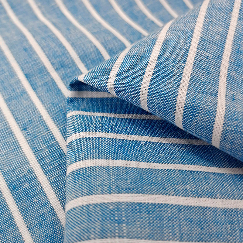 Wholesale Custom Desgin Yarn Dyed OEKO-TEX STANDARD Certificated Striped Linen Cotton Fabric