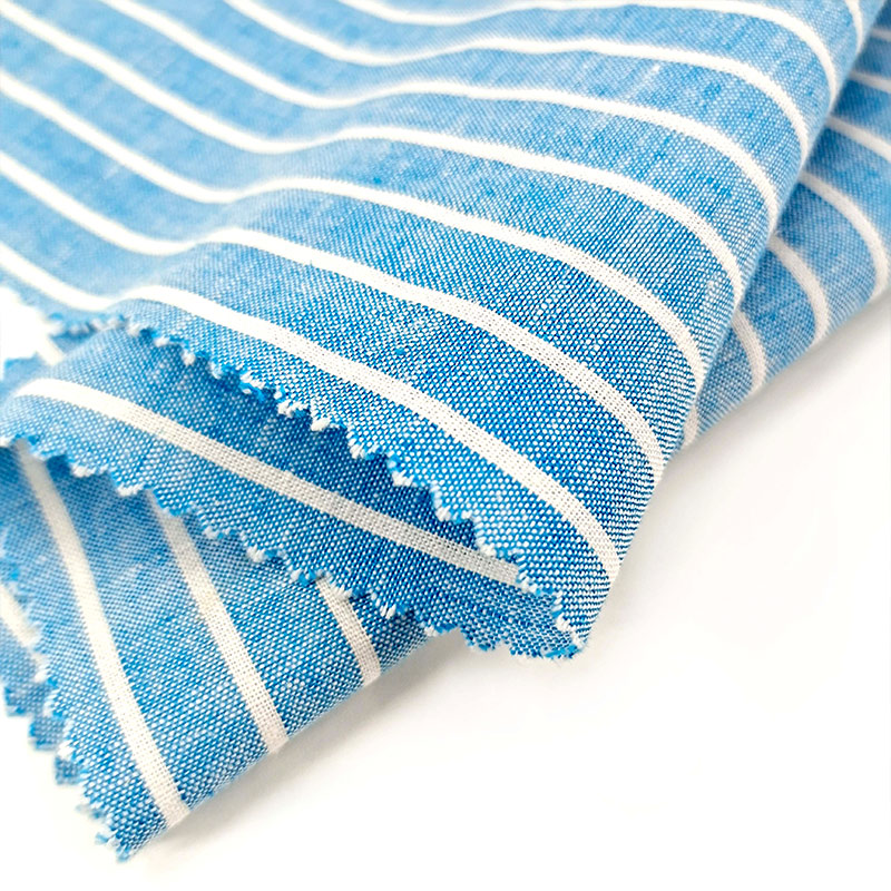 Wholesale Custom Desgin Yarn Dyed OEKO-TEX STANDARD Certificated Striped Linen Cotton Fabric