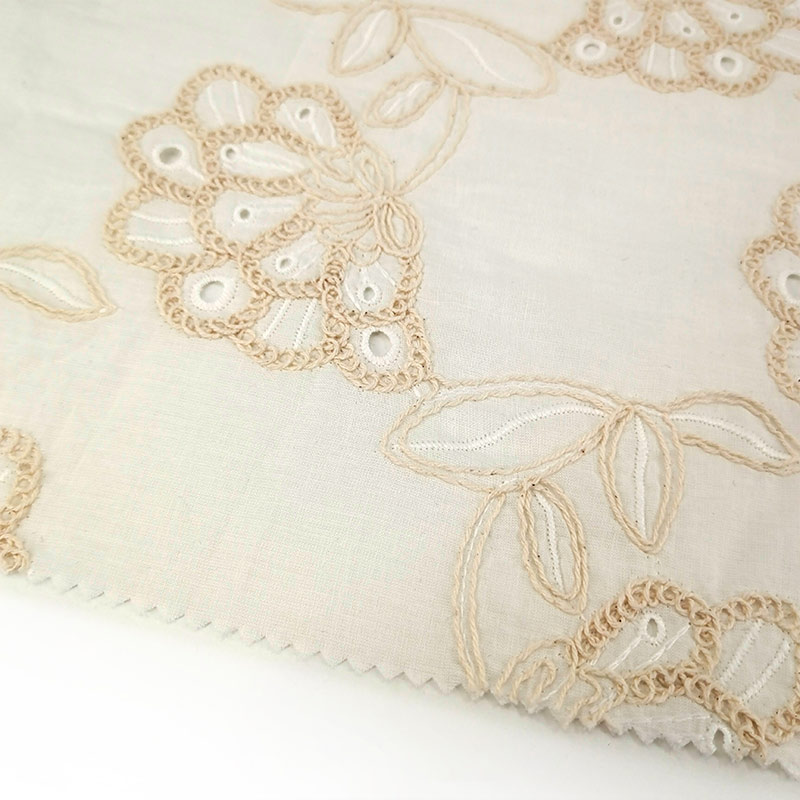 Factory Sale Embroidered Cotton Lace Fabric Hollow Out Cotton Embroidered Lace Fabric