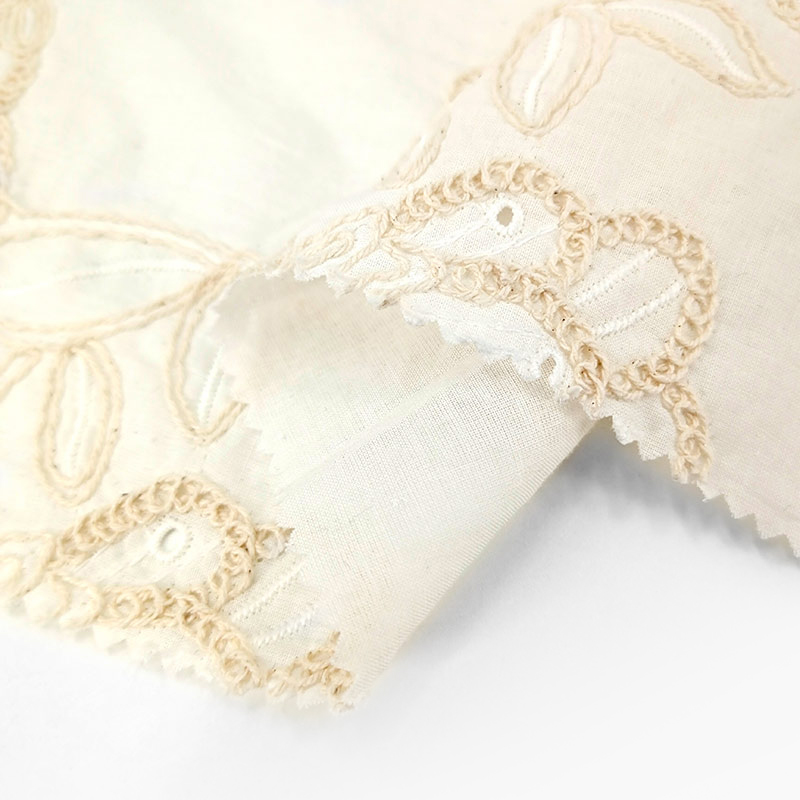 Factory Sale Embroidered Cotton Lace Fabric Hollow Out Cotton Embroidered Lace Fabric