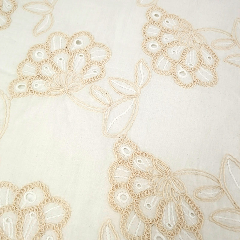 Factory Sale Embroidered Cotton Lace Fabric Hollow Out Cotton Embroidered Lace Fabric