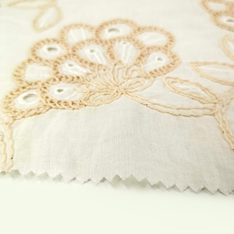 Factory Sale Embroidered Cotton Lace Fabric Hollow Out Cotton Embroidered Lace Fabric