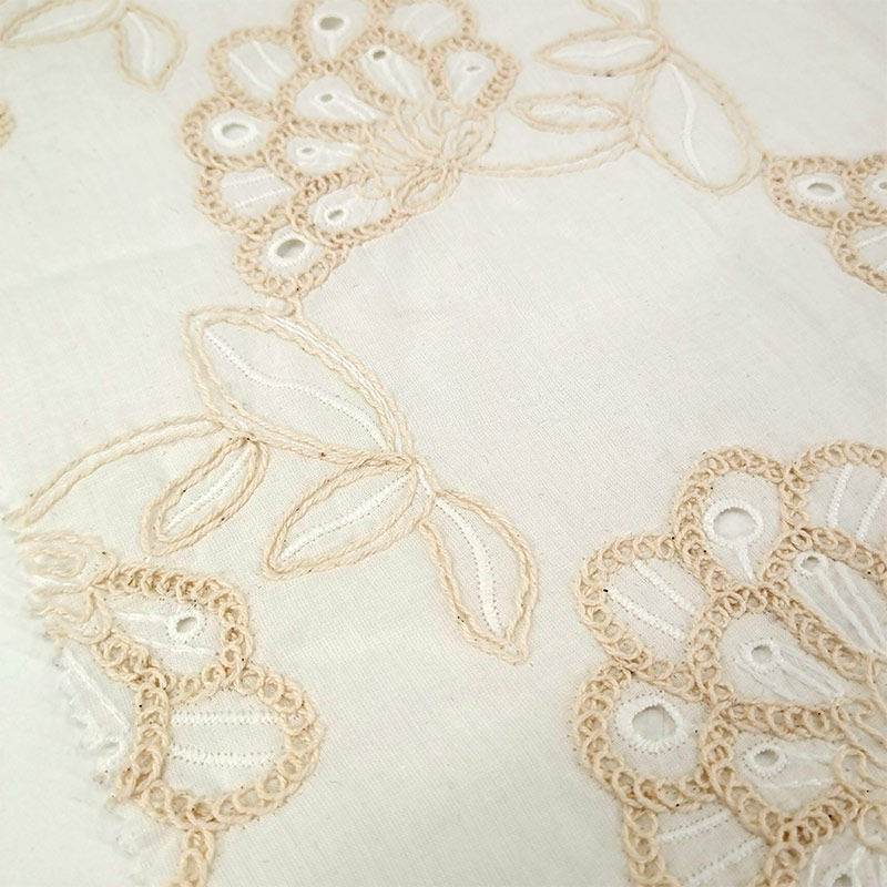 Factory Sale Embroidered Cotton Lace Fabric Hollow Out Cotton Embroidered Lace Fabric