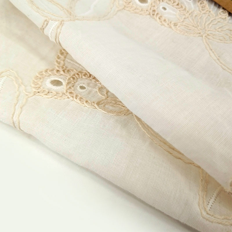 Factory Sale Embroidered Cotton Lace Fabric Hollow Out Cotton Embroidered Lace Fabric