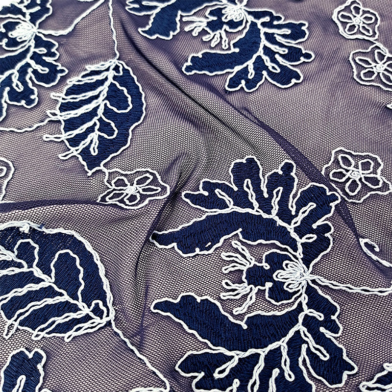 High Quality Embroidery Style Polyester Nylon Cotton Jacquard Embroidery Fabric for Dress