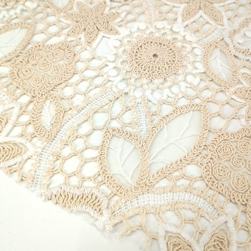 Stylish Embroidered Hollow Fabric With Polyester Nylon Cotton Embroidery Thread for Premium Apparel Women Dress