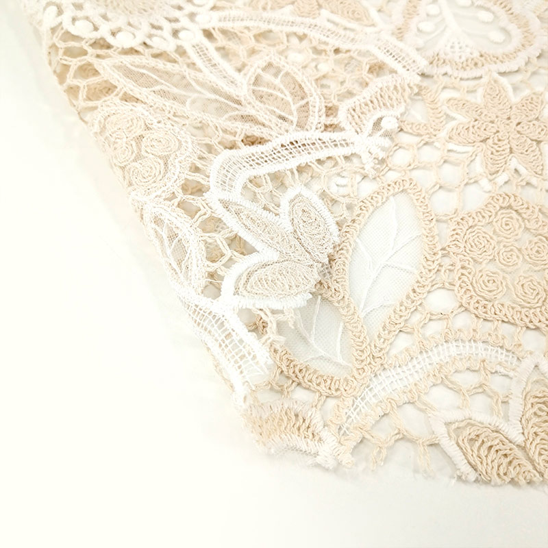 Stylish Embroidered Hollow Fabric With Polyester Nylon Cotton Embroidery Thread for Premium Apparel Women Dress