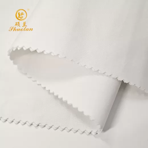 Cotton polyester CVC 60/40 45S 110X76 muslin waterproof plain white cotton shirt fabric