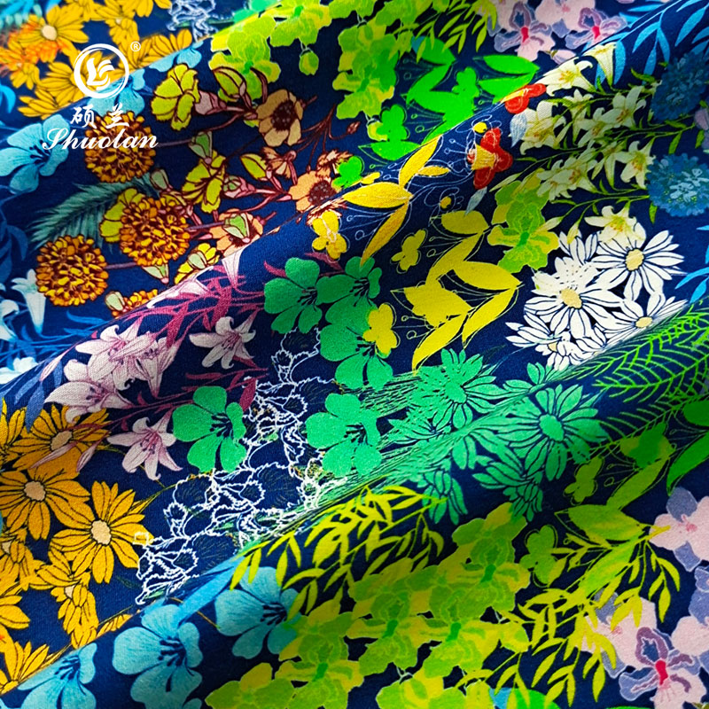 floral digital print fabric awsome design for shirt garment 40*40 133*72 100% cotton