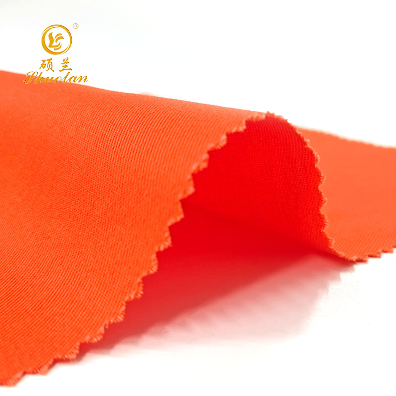 Sanitation workwear uniform fabric orange color twill fabric soil release TC 20*16 120*60