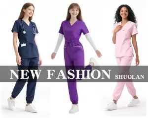 Women's Stretchy Fabric Nursing Scrubs Sets Black and White Hospital Nursing Uniforms Spa Doctor's Uniforms