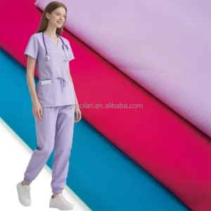 Polyester Viscose Spandex Fabric 2 4 Way Stretch Uniform Suiting Twill Fabric Medical Scrubs Fabric