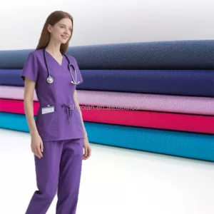 Hot Selling Twill Woven Recycle TR Crepe Elasticity Suit Suiting Fabric Materials With Medical Clothes Fabric
