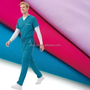 Hot Selling Twill Woven Recycle TR Crepe Elasticity Suit Suiting Fabric Materials With Medical Clothes Fabric