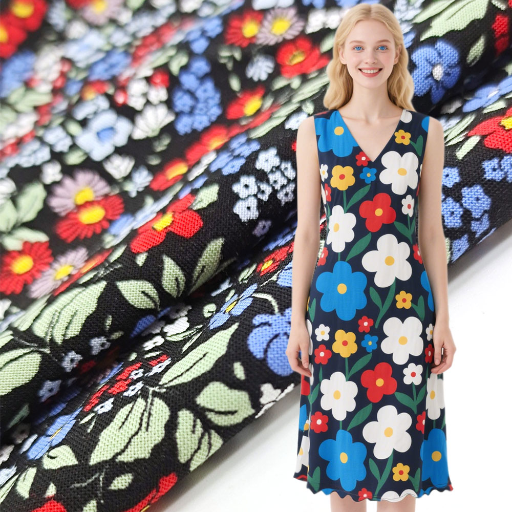 Spring Summer Women Clothing Women Fashion Clothing Stretch Fabric Printed TC Polyester Cotton Fabric