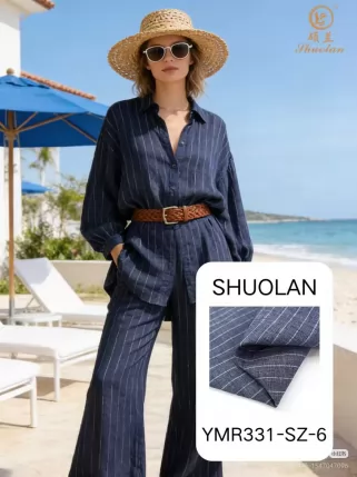 [Rayon Flax Color Woven Fine Stripes] YMR331-SZ-6