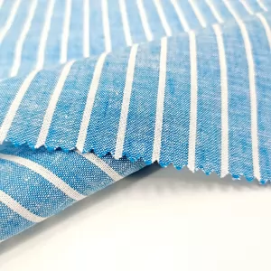 Wholesale Custom Desgin Yarn Dyed OEKO-TEX STANDARD Certificated Striped Linen Cotton Fabric