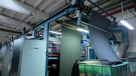 Fabric dyeing factory workshop display