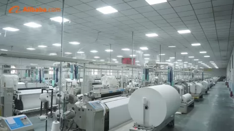 Display of greige fabric production factory