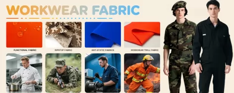 Display of workwear fabrics